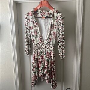 FARM Rio Cream Mini Dress with Pink Floral Print